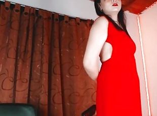 POV SPH Goddess in red dress disciplines her dog with a non stop spankings session