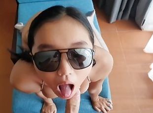 POV little Asian sloppy suck hungry as fuck