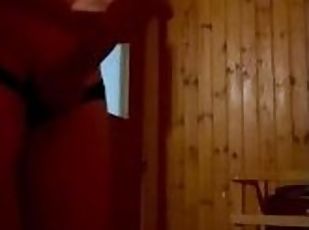 Straight guy wanking in gym sauna