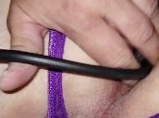 Close up blowing my juicy ass up in assless panties