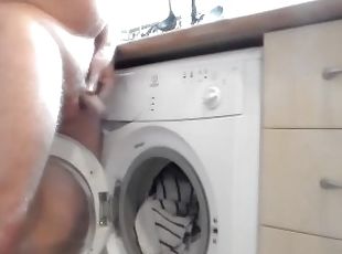 John is Peeing all inside the full Laundry Machine