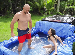 Asian teen Lulu Chu gets fucked in an inflatable pool