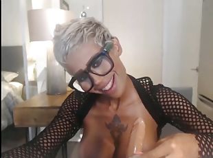 asiático, teta-grande, óculos, masturbação, esguincho, amador, mulher-madura, brinquedo, webcam