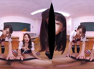 4 Hot Japanese Schoolgirls do you in VR - pov
