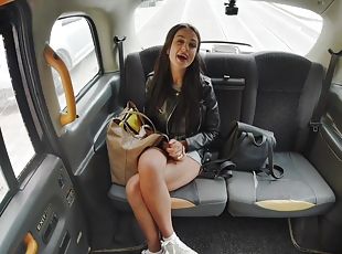 Beautiful brunette wanted sex with this horny taxi driver because she had great reviews