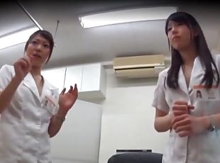 Japanese FFM threesome with slutty nurses wearing uniforms