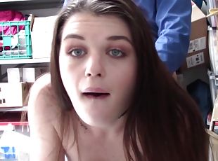 Blowjob and doggyfucking for young shoplifter Anastasia Rose