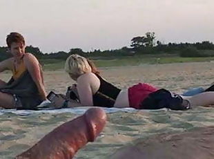 Flash dick on the beach