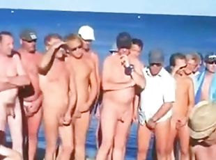 nudista, orgia, nyilvános, gruppenszex, tengerpart