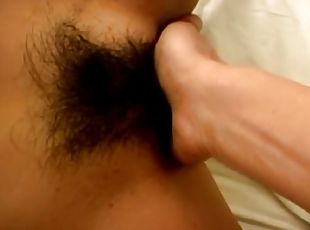 Asian chick Shizu Umemiya makes a cock disappear in her hairy pussy
