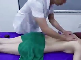 asiático, adolescente, masaje