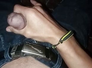I am a young man 18+ years old masturbating in jeans in my friends warehouse, my small but very hard and tight