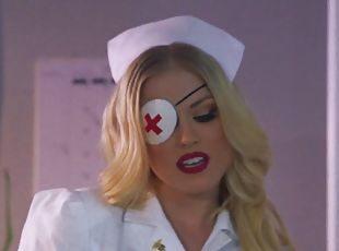 Provocative nurse with an eyepatch enjoys getting spooned hard