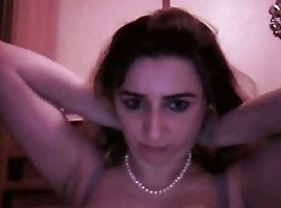Nerdy amateur brunette shows her tits and cunt for the cam