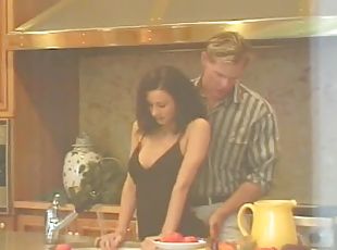 Busty brunette Ilana gets banged in the kitchen