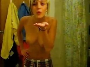 Naughty Blonde Teen Takes Off Her Top In Homemade Video
