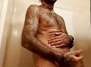 mandi, mastubasi, amatir, penis-besar, mandi-shower, seorang-diri, penis