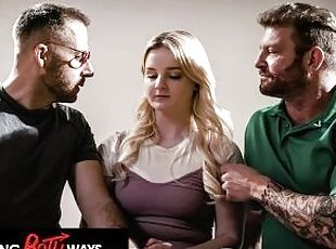 WE SWING BOTH WAYS - Hot Blonde Has Double Vaginal Penetration During Rough Bisexual Threesome