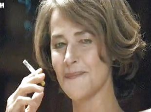 mulher-madura, langerie, fumando