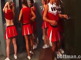 Sexy cheerleaders go lesbian in the shower in hardcore video