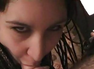 Beauty with long braided hair sucks dick in POV