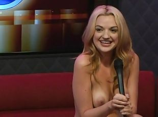Sexy chicks with great tits in lingerie on radio show