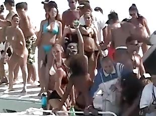 na-zewnątrz, impreza, seks-grupowy, plaża, szalone, naturalne, przekłute, bikini, jacht