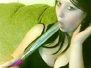 Beautiful girlfriend is masturbating on the webcam