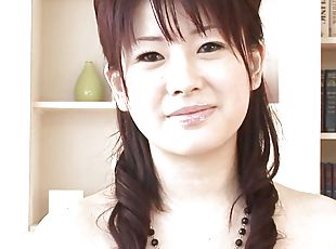 Japanese brunette girl Hina Kawamura masturbating at home uncensored.