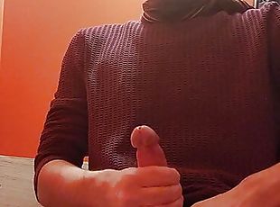 Horny guy with big cock, making sperm donation at the donor office 