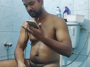asiático, bañando, masturbación, negra-ebony, gay, paja, negra, pajeándose, ducha