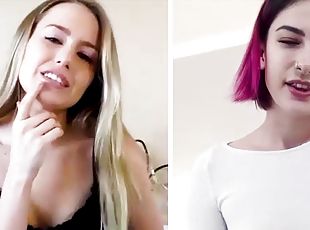 Pornstars Kristen Scott and Scarlett Sage love masturbating via webcam