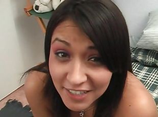 Brunette fairy milks a fat dong for cum in erotic pov action