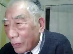 Japanese old man masturbating