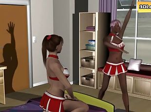 Lesbian interracial cheerleader team chicks are having sex