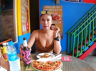 asien, selbst-gefertigt, thai, pizza