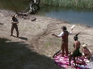 Outdoors group sex party with naughty Natasha Marley and her friends