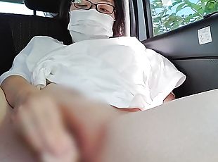 Married woman masturbating with a dildo in the car