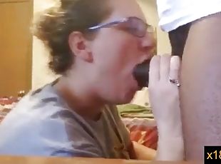 Her first time sucking a big hard black cock