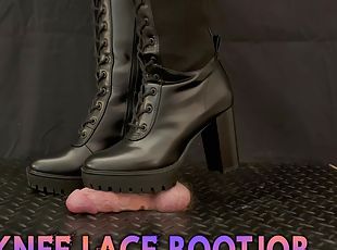 Cock Squeeze &amp; Bootjob in Sexy Black Lace Knee Boots with TamyStarly - CBT, Ballbusting, Cock Crush, Trample