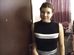 An amateur brunette babe sucks a dick in a POV video