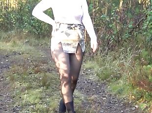 Forest Walk In Black Pantyhose