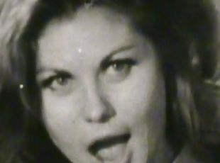 Busty lady in retro porn scene