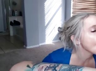 Carrie gets cum in her mouth and on her tits