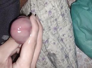 Large nails boy playing with his recent Cumshot
