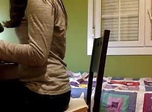 Fucking my dildo on a chair