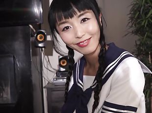 Asian roommate Marica Hase drops her uniform to be fucked good