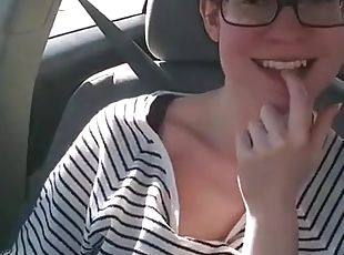 Hot teen girl strips in her car