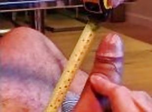 Let's pee in a cup and measure this 7" uncut cock