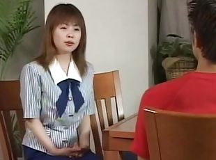 Office scene on a table with cute japanese girl